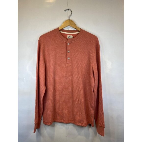 Faherty Men's Large Surf Waffle Knit Henley Shirt Coral Orange GUC - Picture 1 of 6